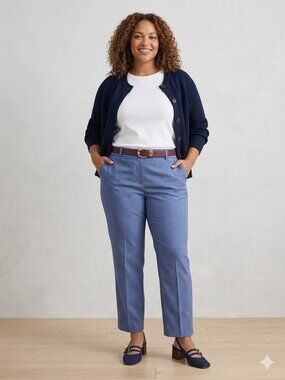 Loft The Riviera Pant Cropped Marisa Fit in Micro Houndstooth Blue 24